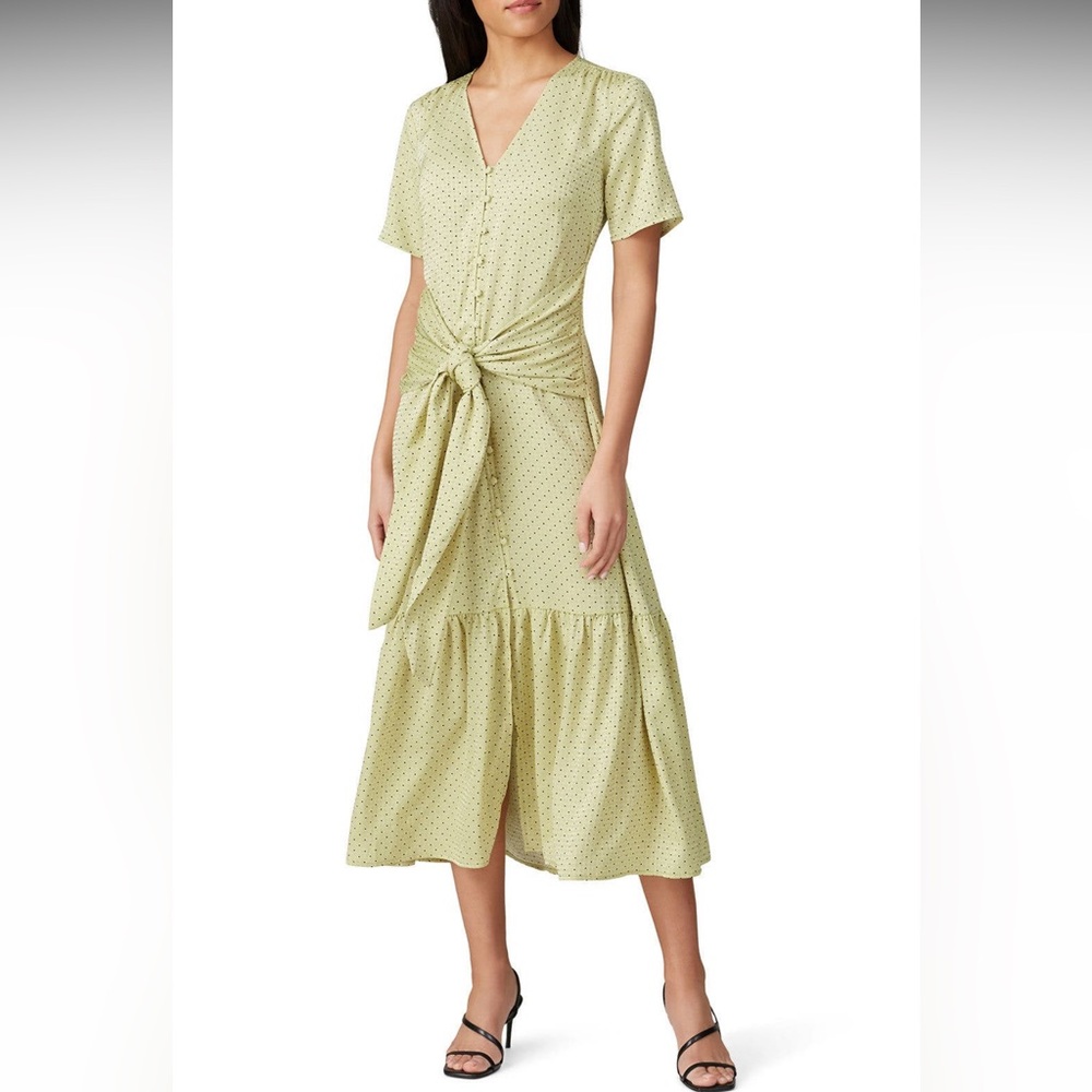 LOVE, WHIT by Whitney Port ‘Citron Dot’ Tie Waist Dress Size Small - NWT